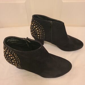 Lane Bryant Black Ankle Boots with Gold Accents